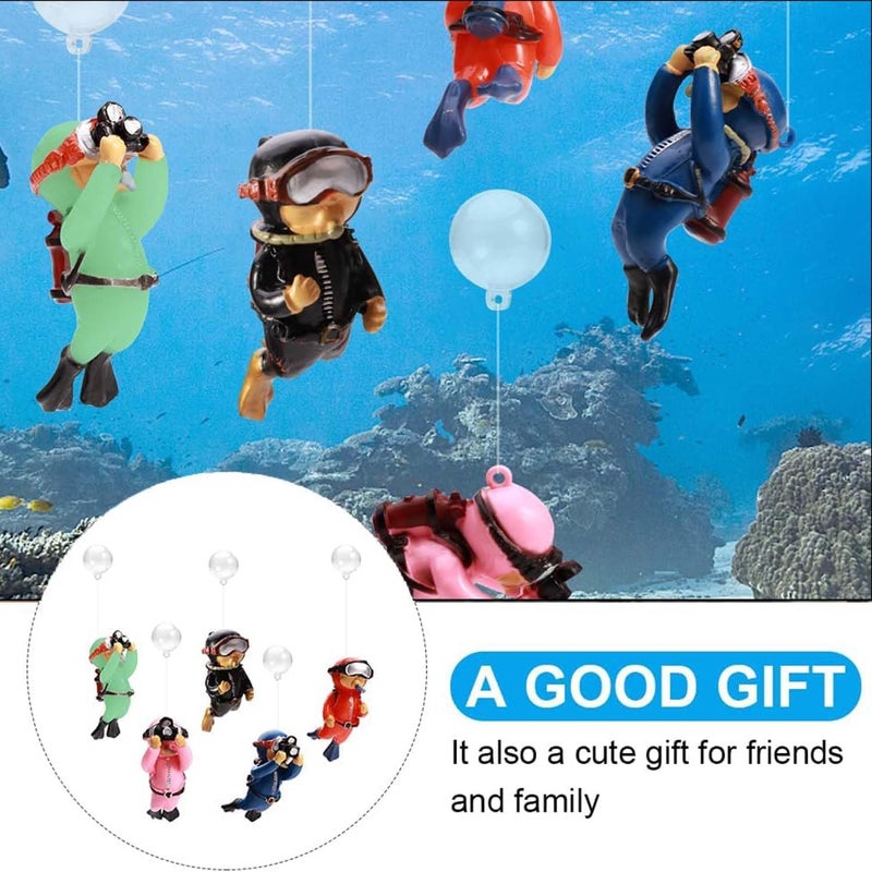 Wonfly 2-Pack Tank Decorations, Cute Little Diver, Aquarium Decoration Accessories Ornaments with Float Ball, Playmate for Tank Suitable for All Kinds of Fish and Tanks (Green) - Image 5